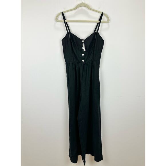 Madewell Sleeveless Wide Leg Jumpsuit 100% Linen Black Pockets Flowy US 2 NWT - Picture 7 of 16